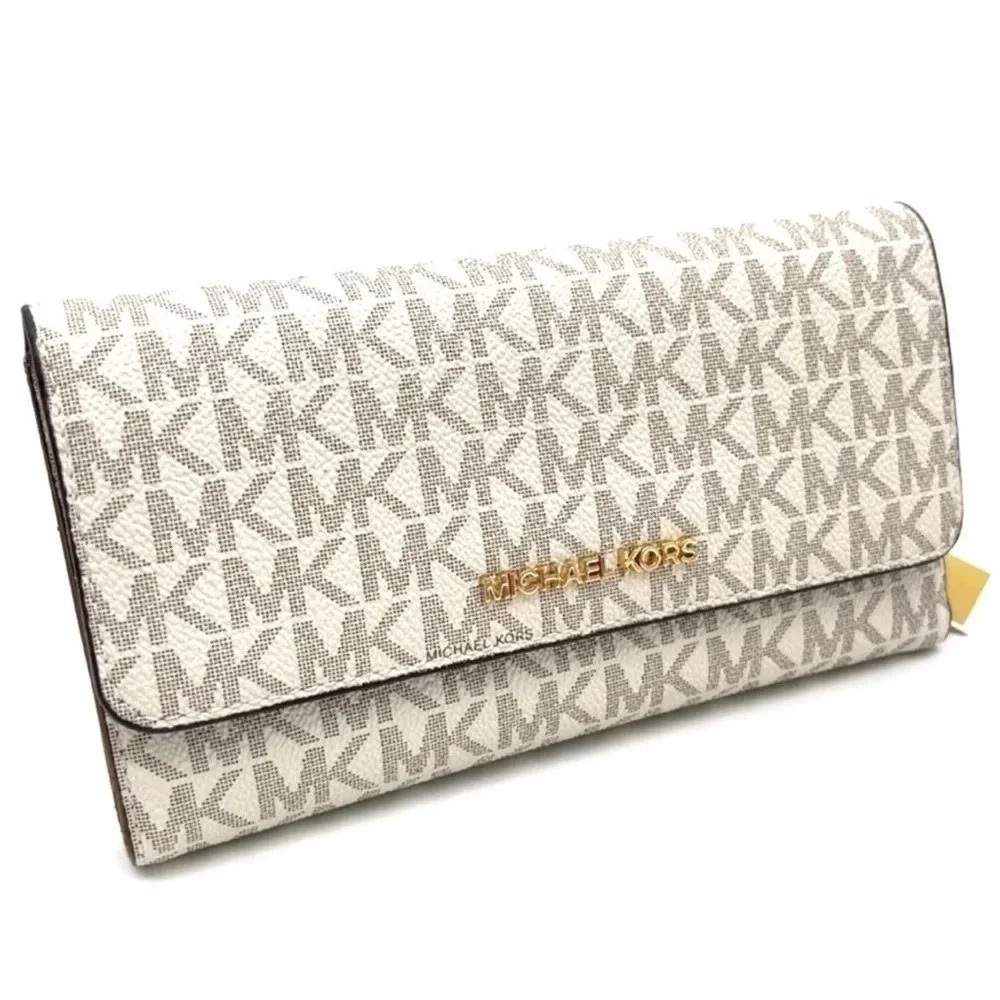 Michael Kors Large Trifold Wallet Vanilla/Brown (NWT) - Picture 4 of 7